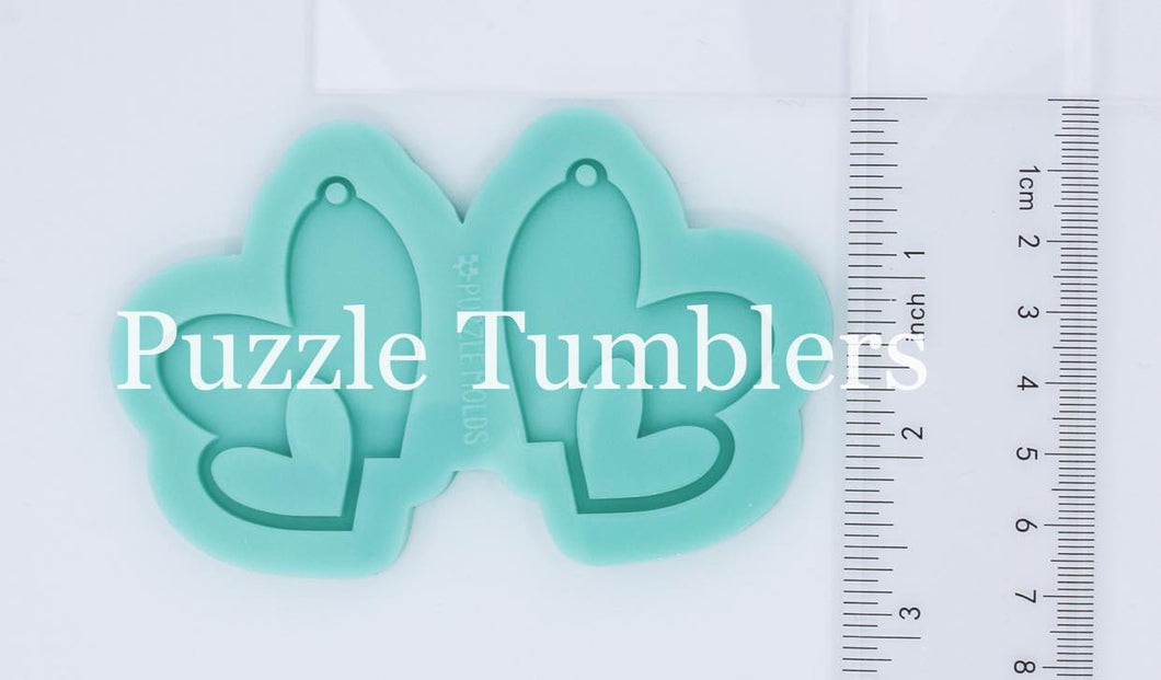 CUSTOM MOLD: DOUBLE HEART EARRING *May have a 7-10 Day Shipping Delay (E120)