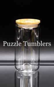 12OZ SUMBLIMATION CLEAR GLASS TUMBLER WITH BAMBOO LID
