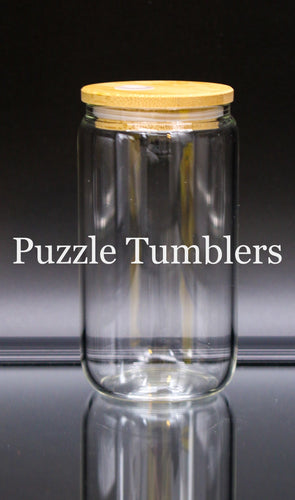 16OZ GLASS JAR TUMBLER WITH BAMBOO LID - NO STRAW (NOT FOR SUBLIMATION)