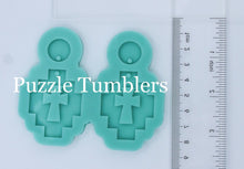 Load image into Gallery viewer, CUSTOM MOLD: 2 PART CROSS AZTEK DROP EARRING *May have a 7-10 Day Shipping Delay (E179)