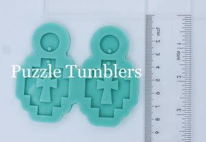 CUSTOM MOLD: 2 PART CROSS AZTEK DROP EARRING *May have a 7-10 Day Shipping Delay (E179)