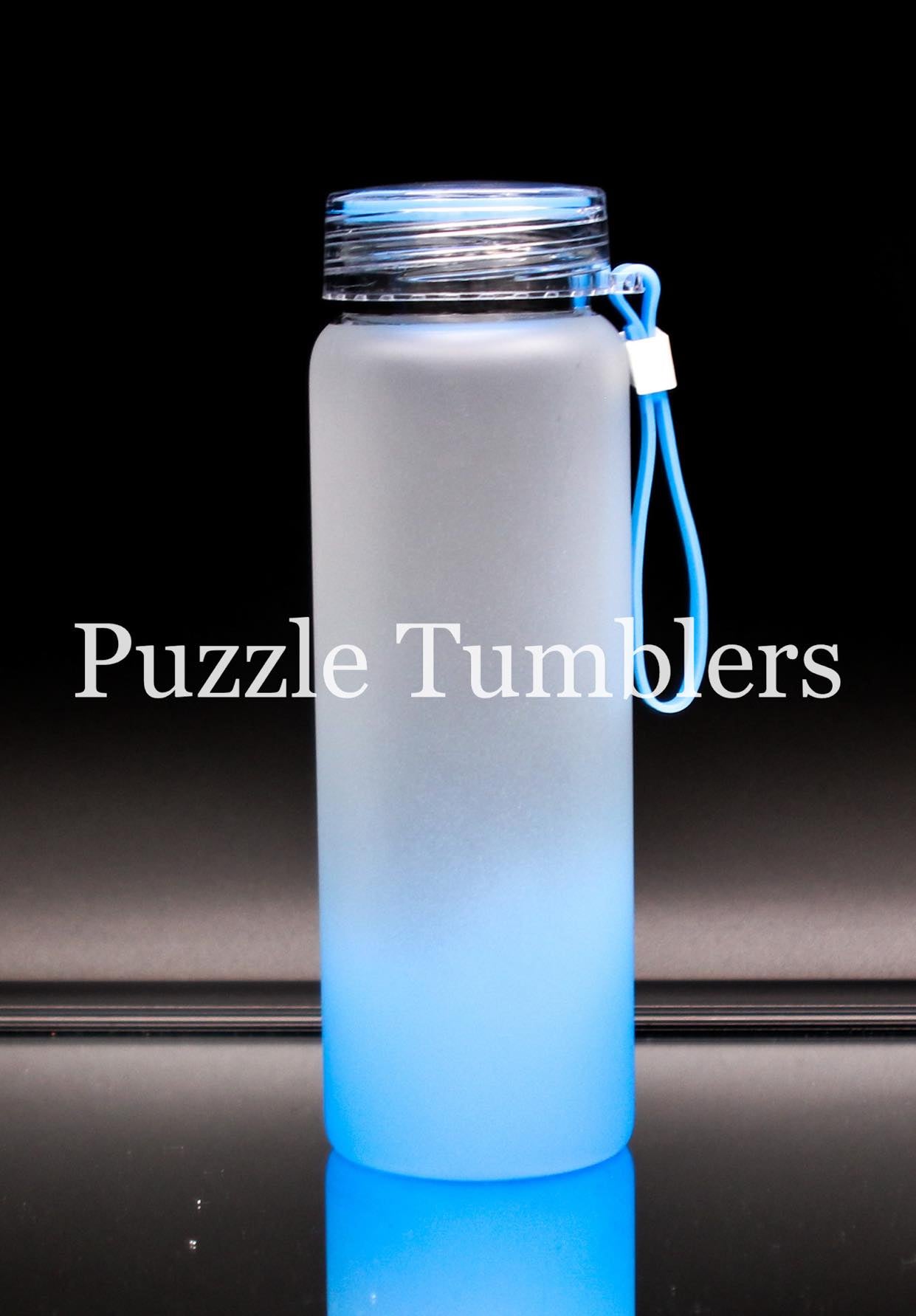 16 oz Sublimation Glass ombre water bottle with screw on lid