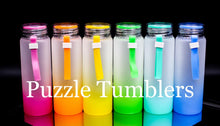 Load image into Gallery viewer, 17OZ SKINNY SUBLIMATION FROSTED GLASS OMBRE TUMBLER WITH TWIST ON LID AND STRAP (5 STYLES)