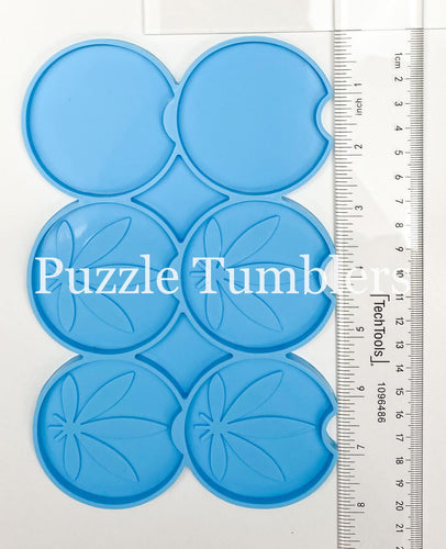 6 PIECE CAR COASTER SET: LEAF AND PLAIN MOLD