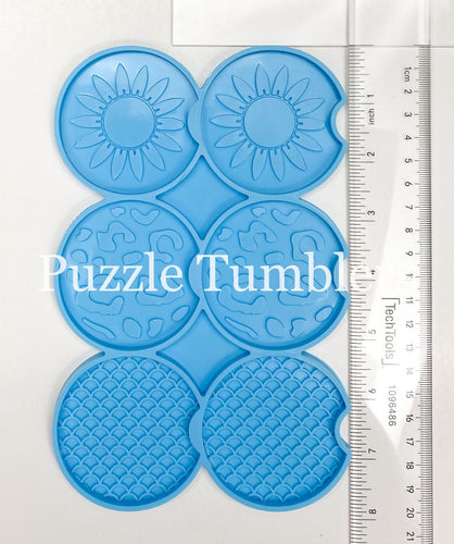 6 PIECE CAR COASTER SET: MERMAID, LEOPARD, SUNFLOWER