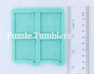 CUSTOM MOLD: NEW MEXICO LARGE ZIA SQUARE DOUBLE EARRING *May have a 7-10 Day Shipping Delay (E182)