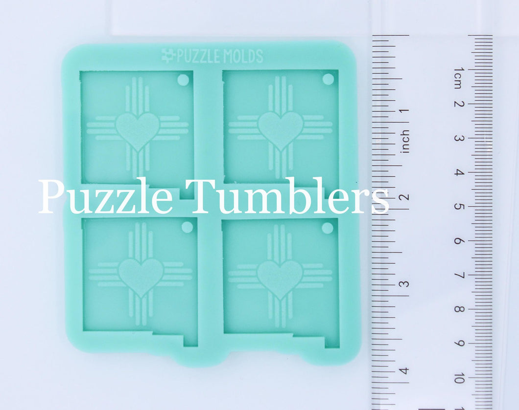 CUSTOM MOLD: NEW MEXICO LARGE ZIA SQUARE DOUBLE EARRING *May have a 7-10 Day Shipping Delay (E182)