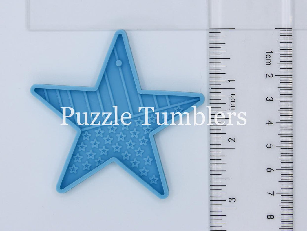 FLAG KEYCHAIN MOLD - STAR SHAPED USA FLAG WITH STRIPES AND STARS