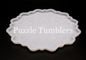 XLARGE FLOWER WITH DETAILED MANDALA COASTER MOLD (2 PIECE)