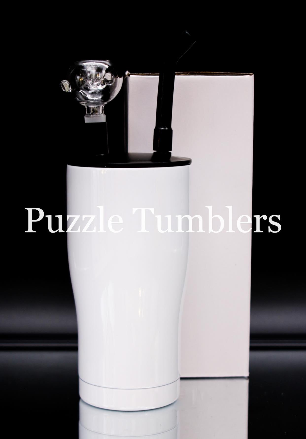 NEW 20OZ CURVE (COLD SMOKE / WATER PIPE) WITH TWIST LID SUBLIMATION TU   Puzzle Tumblers