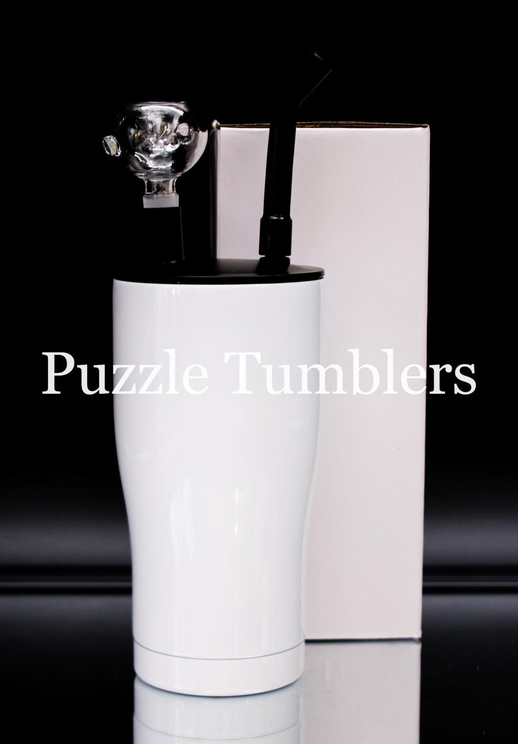 NEW 20OZ CURVE (COLD SMOKE / WATER PIPE) WITH TWIST LID SUBLIMATION TUMBLER - WHITE