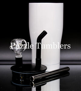 NEW 20OZ CURVE (COLD SMOKE / WATER PIPE) WITH TWIST LID SUBLIMATION TUMBLER - WHITE