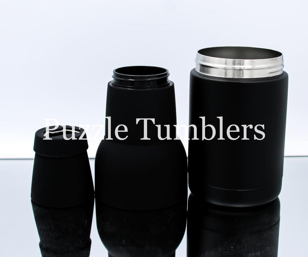 NEW 12OZ (4 PIECE) BEER BOTTLE/CAN COOLER + BOTTLE OPENER & CAN HOLDER (BLACK)