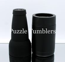 Load image into Gallery viewer, NEW 12OZ (4 PIECE) BEER BOTTLE/CAN COOLER + BOTTLE OPENER &amp; CAN HOLDER (BLACK)