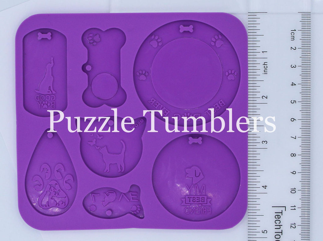 DOG & CAT TAG WITH DETAILED PHRASES (7 PIECE) - PURPLE MOLD