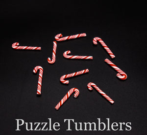 1" MINATURE CANDY CANE (10 PIECES) RED AND WHITE - FAKE