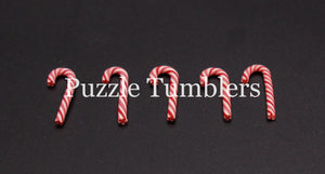 1" MINATURE CANDY CANE (5 PIECES) RED & WHITE - FAKE