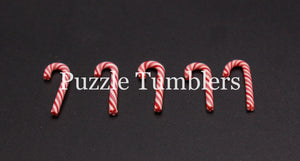 1" MINATURE CANDY CANE (5 PIECES) RED & WHITE - FAKE