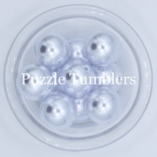 25MM BUBBLEGUM BEAD (10 PIECE) - WHITE PEARL