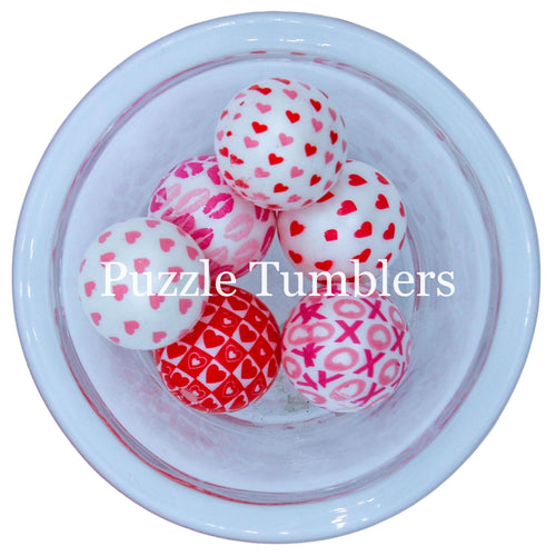 25MM BUBBLEGUM BEADS VARIETY (6 PIECE) - DESIGNER HEARTS & LIPS BEAD