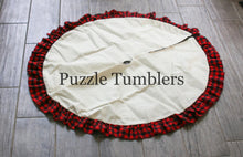 Load image into Gallery viewer, XL CHRISTMAS TREE SKIRT RED AND BLACK PLAID
