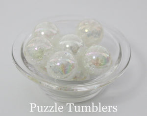 25MM BUBBLEGUM BEADS VARIETY (10 PIECE) - CLEAR WHITE CRYSTALIZED