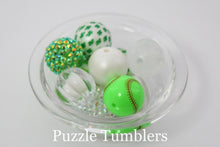 Load image into Gallery viewer, 25MM BUBBLEGUM BEADS VARIETY (10 PIECE) - SOFTBALL &amp; 4 LEAF CLOVER