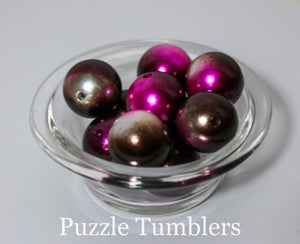 25MM BUBBLEGUM BEADS (10 PIECE) - PURPLE & WHITE DARK OMBRE