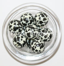 Load image into Gallery viewer, 25MM BUBBLEGUM BEADS VARIETY (10 PIECE) - OFF WHITE COW PRINT