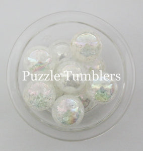 25MM BUBBLEGUM BEADS VARIETY (10 PIECE) - CLEAR WHITE CRYSTALIZED