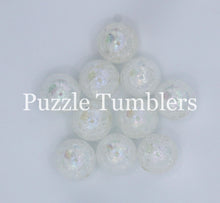 Load image into Gallery viewer, 25MM BUBBLEGUM BEADS VARIETY (10 PIECE) - CLEAR WHITE CRYSTALIZED