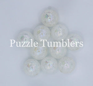 25MM BUBBLEGUM BEADS VARIETY (10 PIECE) - CLEAR WHITE CRYSTALIZED