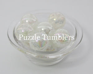 25MM BUBBLEGUM BEADS VARIETY (10 PIECE) - CLEAR WHITE CRYSTALIZED