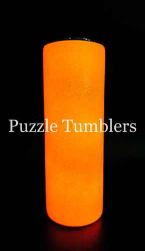GLOW IN THE DARK HOLIDAY 20OZ SKINNY TUMBLER  (WHITE TO ORANGE)