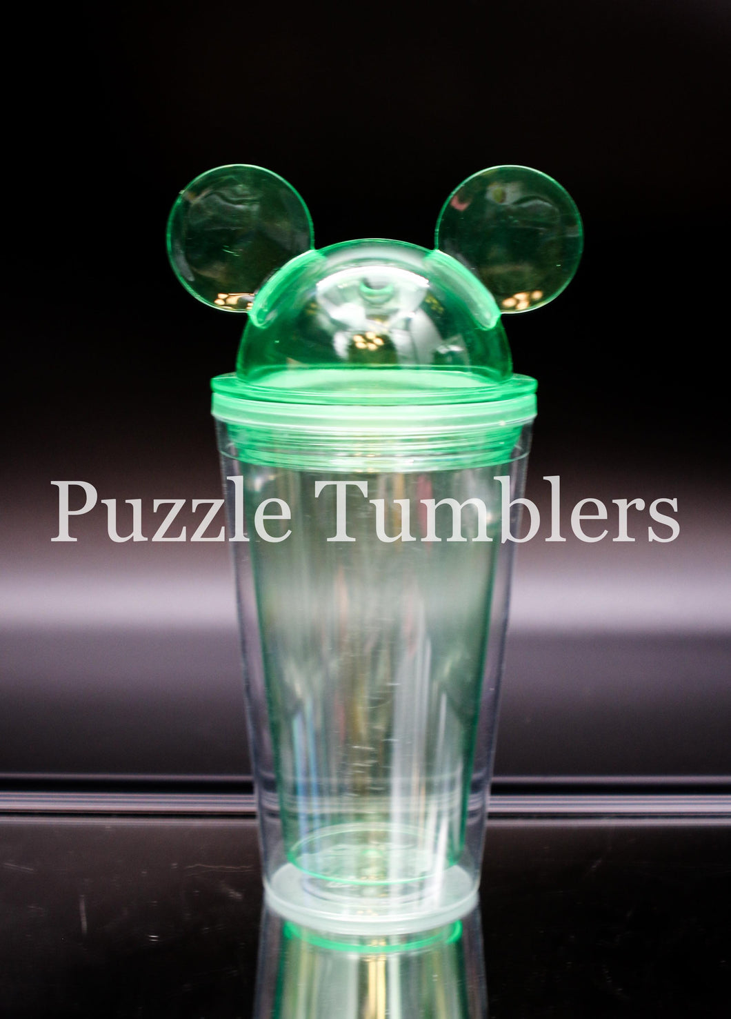 17OZ PLASTIC DOUBLE WALL WITH MOUSE EARS - GREEN