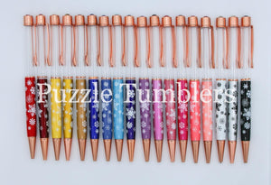 SNOWFLAKE ROSEGOLD - HOLIDAY FLOATING PENS WITH BLING TOP - DIY *NEEDS GROUP PHOTO