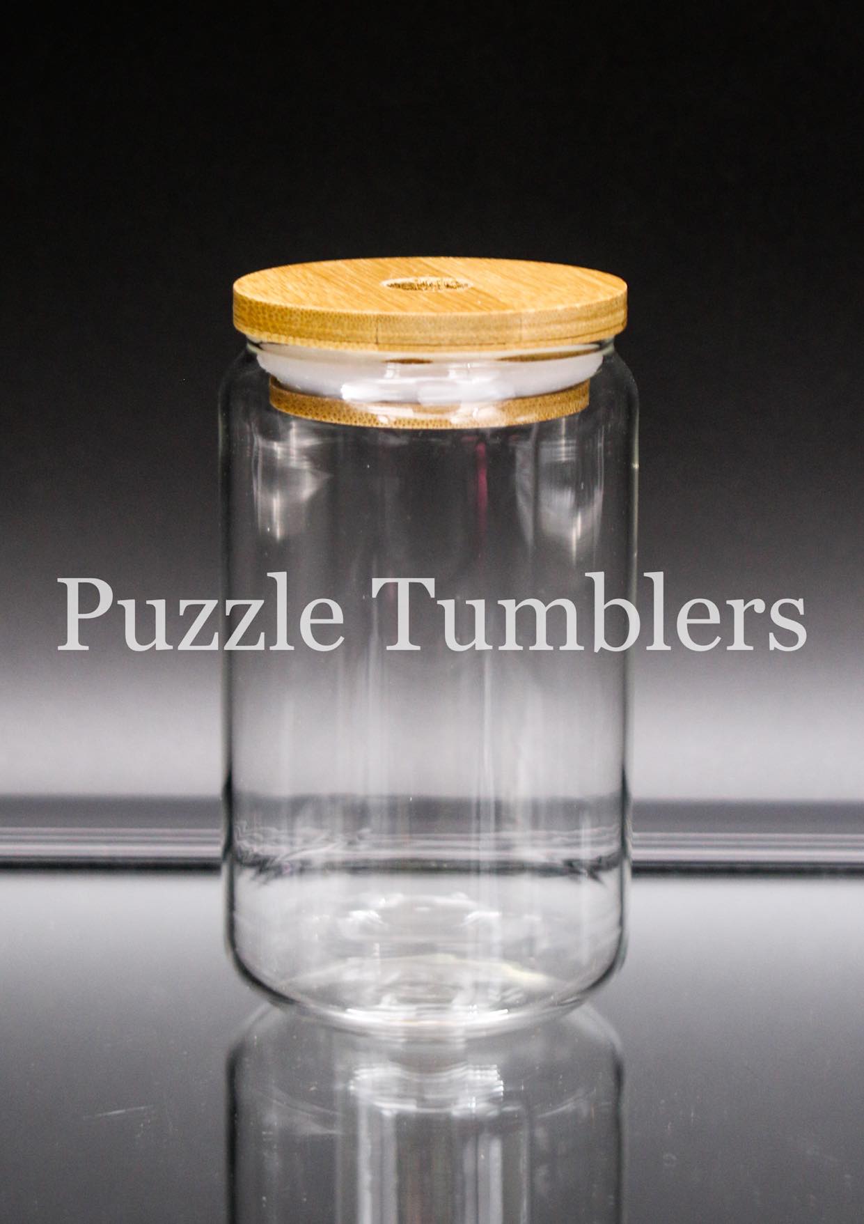 13.5OZ SQUARE GLASS JAR TUMBLER WITH HANDLE BAMBOO LID (NO STRAW - NOT FOR  SUBLIMATION)