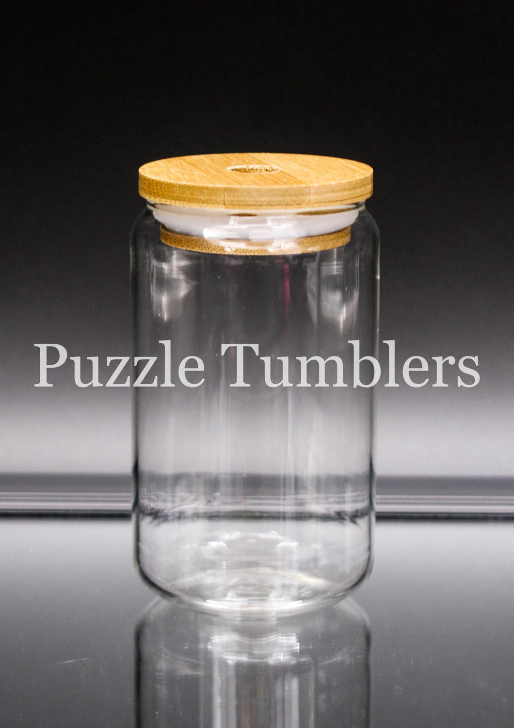 12OZ GLASS JAR TUMBLER WITH BAMBOO LID - NO STRAW (NOT FOR SUBLIMATION –  Puzzle Tumblers