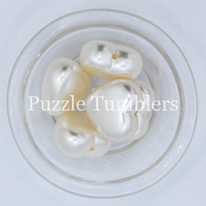 35MM BUBBLEGUM BEADS (5 PIECE) - WHITE PEARL HEART  *Does NOT fit on pens*