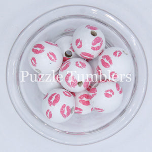 25MM BUBBLEGUM BEADS (10 PIECE) - WHITE BEAD WITH PINK LIPS