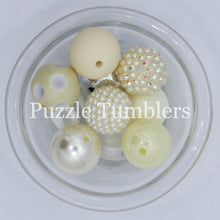 Load image into Gallery viewer, 25MM BUBBLEGUM BEADS VARIETY (10 PIECE) - WHITE IVORY MIX 2