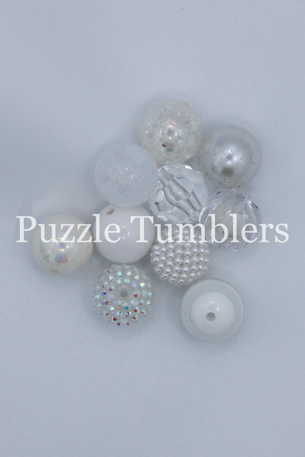25MM BUBBLEGUM BEADS VARIETY (10 PIECE) - WHITE WEDDING MIX