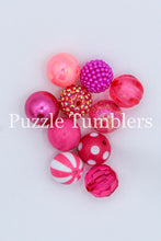 Load image into Gallery viewer, 25MM BUBBLEGUM BEADS VARIETY (10 PIECE) - DARK PINK MIX