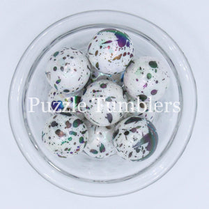 25MM BUBBLEGUM BEADS (10 PIECE) - PAINT SPLATTER BEAD