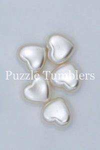 35MM BUBBLEGUM BEADS (5 PIECE) - WHITE PEARL HEART  *Does NOT fit on pens*