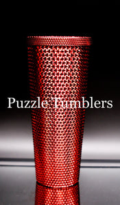 24OZ RED CHROME STUDDED TUMBLER - NO LOGO