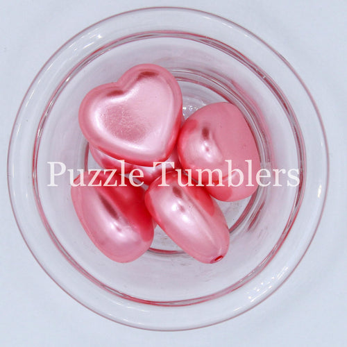 35MM BUBBLEGUM BEADS (5 PIECE) - PINK PEARL HEART *Does NOT fit on pens*