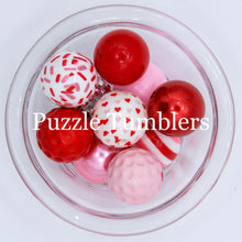 Load image into Gallery viewer, 25MM BUBBLEGUM BEADS VARIETY (10 PIECE) - VALENTINES DAY MIX WITH SPRINKLE BEAD