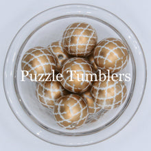 Load image into Gallery viewer, 25MM BUBBLEGUM BEADS (10 PIECE) - GOLD PEARL WITH WHTIE DESIGN