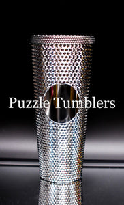 24OZ SILVER CHROME STUDDED TUMBLER - NO LOGO